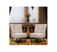 Chaises En Style Français 2 Pcs Crème Tissu Multicolore