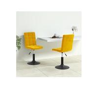 vidaXL Chaises pivotantes de salle à manger Lot de 2 – Hauteur réglable Velours Jaune moutarde