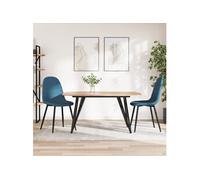 Chaises à manger lot de 2 Bleu Velours