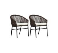 Lot de 2 chaise en rotin empilable non pliable exterieur H. 78 cm marron