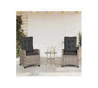 Lot de 2 chaise en rotin empilable non pliable exterieur H. 93 cm gris