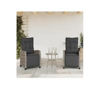 Chaises inclinables de jardin lot de 2 et repose-pied rotin365243