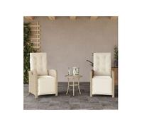 Lot de 2 chaise en rotin non pliable exterieur H. 93 cm beige