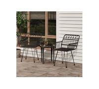 Lot de 2 chaise exterieur empilable non pliable en rotin H. 80 cm noir