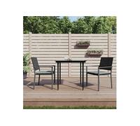 Lot de 2 chaise exterieur empilable non pliable en rotin H. 89 cm noir