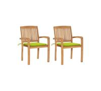 Lot de 2 chaise exterieur empilable non pliable en teck vert