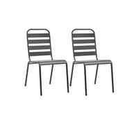 4x Chaises d'Extérieur Design à Lattes Acier Salle à Manger Patio vidaXL