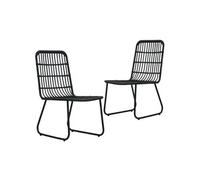 Lot de 2 chaise vidaxl exterieur empilable non pliable H. 90 cm en resine tressee noir noir G