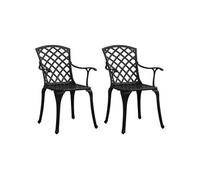 Lot de 2 chaise exterieur empilable non pliable H. 93 cm en aluminium noir