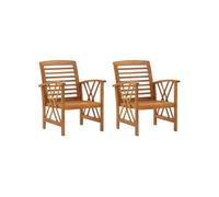 vidaXL Chaises de jardin Lot de 2 Bois d'acacia massif Non empilable non pliable H.83 cm Marron