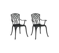 Lot de 2 chaise exterieur non pliable en aluminium H. 88 cm noir