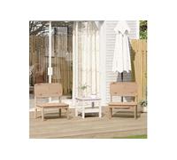 Lot de 2 chaise exterieur non pliable H. 72 cm en bois massif marron