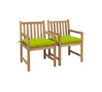 Lot de 2 chaise vidaxl exterieur non pliable H. 90 cm en teck vert Vert G