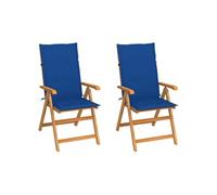 Lot de 6 Chaises de Jardin avec Coussins Siège Noir Bois Teck Massif vidaXL