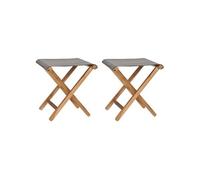 vidaXL Chaises pliables lot de 2 Bois teck solide et tissu Gris foncé
