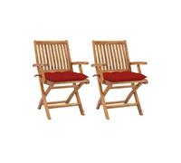Lot de 4 Chaises Pliables de Jardin avec Coussins Siège Teck Solide vidaXL