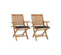 Chaises pliantes avec coussins, 4 pièces, en teck massif vidaXL