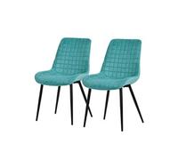 ML-Design Lot de 2 Chaises de Salle à Manger, Pétrole, Assise en Velours avec Pieds Métalliques Noirs, Chaises de Cuisine avec Dossier, Chaises Rembourrées pour Salon Bureau, Fauteuils Tapissés