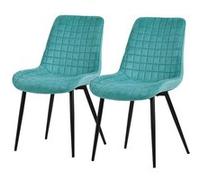 ML-Design Lot de 2 Chaises de Salle à Manger, Pétrole, Assise en Velours avec Pieds Métalliques Noirs, Chaises de Cuisine avec Dossier, Chaises Rembourrées pour Salon Bureau, Fauteuils Tapissés