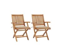 Vidaxl Chaises De Jardin 2 Pcs Avec Coussins Beige Bois De Teck Massif Beige