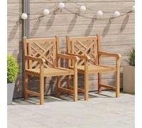vidaXL Chaise de jardin 2 pcs marron en teck massif 58 x 60 x 90 cm