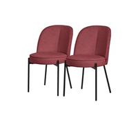 ML-Design Lot de 2 Chaises de Salle à Manger, Rouge en Polyester avec Pieds Métalliques, Dossier Confortable Arrondi, Assise Rembourrée, Sièges Ergonomiques pour Cuisine et Salon, Design Moderne