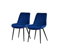 ML-Design Lot de 2 Chaises de Salle à Manger, Bleu Foncé, Assise en Velours avec Pieds Métalliques Noirs, Chaises de Cuisine avec Dossier, Chaises Rembourrées pour Salon Bureau, Fauteuils Tapissés