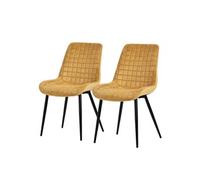ML-Design Lot de 2 Chaises de Salle à Manger, Jaune Moutarde, Assise en Velours avec Pieds Métalliques Noir, Chaises de Cuisine avec Dossier, Chaises Rembourrées pour Salon Bureau, Fauteuils Tapissés