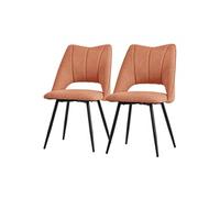 ML-Design Lot de 2 Chaises de Salle à Manger Orange, Assise en Polyester, Chaise Rembourrées avec Dossier et Pieds Métalliques Noirs, Fauteuils Modernes pour Bureau, Salon, Salle à Manger et Cuisine