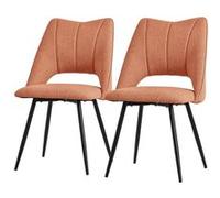 ML-Design Lot de 2 Chaises de Salle à Manger Orange, Assise en Polyester, Chaise Rembourrées avec Dossier et Pieds Métalliques Noirs, Fauteuils Modernes pour Bureau, Salon, Salle à Manger et Cuisine