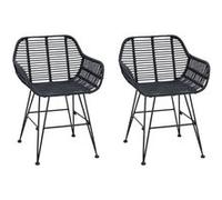 vidaXL Chaise de salle à manger 2 pcs Noir 55 x 50 x 74 cm
