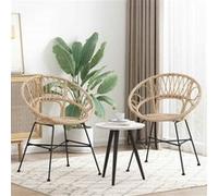 vidaXL Chaise de salle à manger rotin et métal Lot de 2 Naturel Assise renforcée 65 x 55,5 x 81 cm