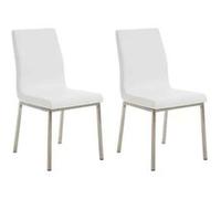 CLP Lot De 2 Chaises De Salle A Manger Colmar en Similicuir I Assise Rembourrée I Chaise De Salon avec Pieds en Acier, Couleur:Blanc