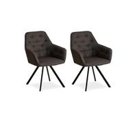 Lot de 2 Chaises de Salle à Manger avec Accoudoirs | Lin Anthracite Homestyle4u