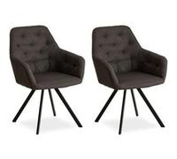 Lot de 2 Chaises de Salle à Manger avec Accoudoirs | Lin Anthracite Homestyle4u