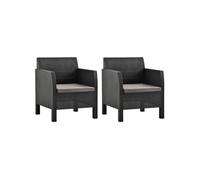Lot de 2 chaise H. 76 cm empilable non pliable exterieur en rotin gris