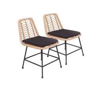 Happy Garden Lot de 2 chaises OKA en rotin synthétique avec coussins, résistant UV et déperlant
