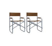 Lot de 2 chaise H. 79 cm empilable pliable en acier exterieur gris