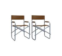 Lot de 2 chaise H. 79 cm empilable pliable en acier exterieur gris