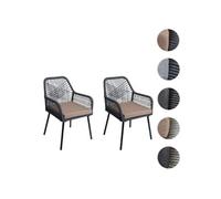 Lot de 2 chaise H. 81 cm non pliable en aluminium exterieur gris