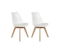 Lot de 2 chaise H. 82.5 cm non empilable non pliable interieur en bois massif blanc