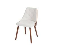 2x Chaises de Salle à Manger HWC-A75, pour visiteurs, bois courbé design Noyer Similicuir blanc