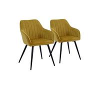 Happy Garden Lot de 2 chaises en velours BERTILLE moutarde