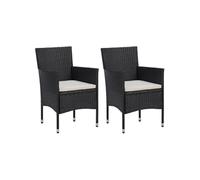 Vidaxl Chaises De Jardin Lot De 2 Résine Tressée Noir Noir