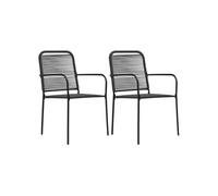 vidaXL Chaises de jardin – Lot de 2 corde en coton et acier noir