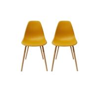 Lot de 2 chaise H. 85 cm non pliable en bois interieur jaune