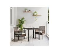 vidaXL Chaises de jardin Lot de 2 Polyrotin Marron 55 x 53 x 85 cm avec coussins