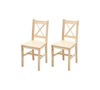 Lot de 2 chaise H. 86 cm non empilable non pliable interieur en bois massif marron