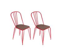 Lot de 2 chaise H. 86 cm non pliable interieur en metal rouge