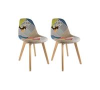AltoBuy Patchwork - Lot de 2 Chaises Scandinaves Multicolore